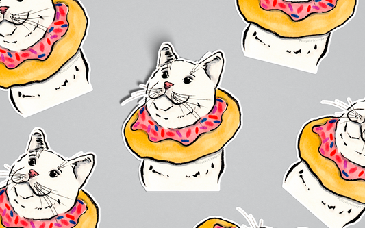 Doughnut Cat Funny Food Sticker