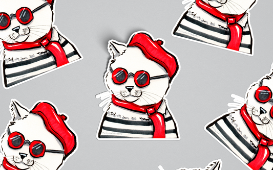 French Cat Funny Sticker