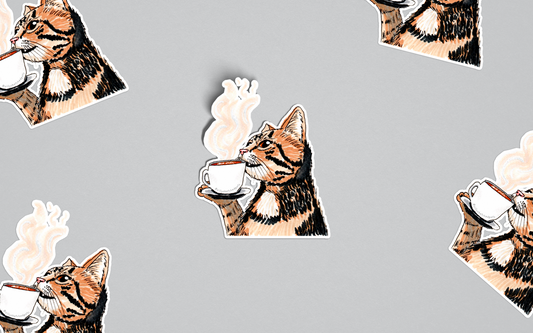 Coffee Cat- Funny Cat Sticker