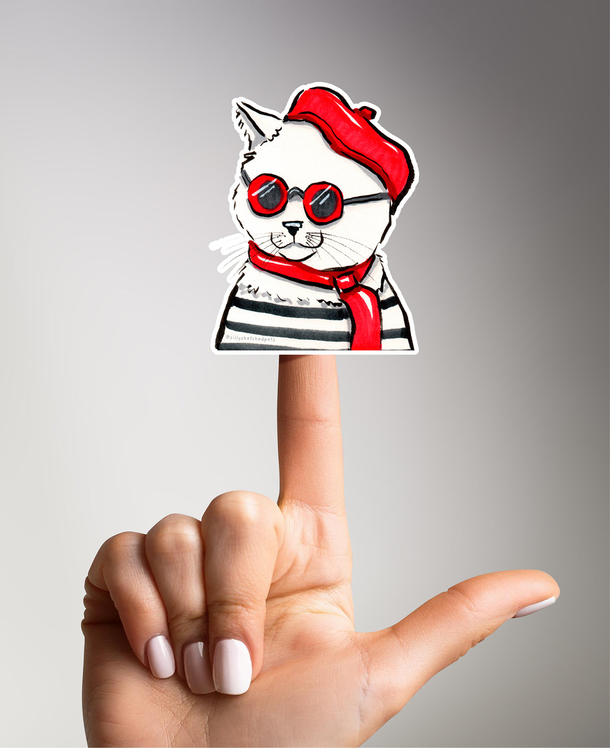French Cat Funny Sticker