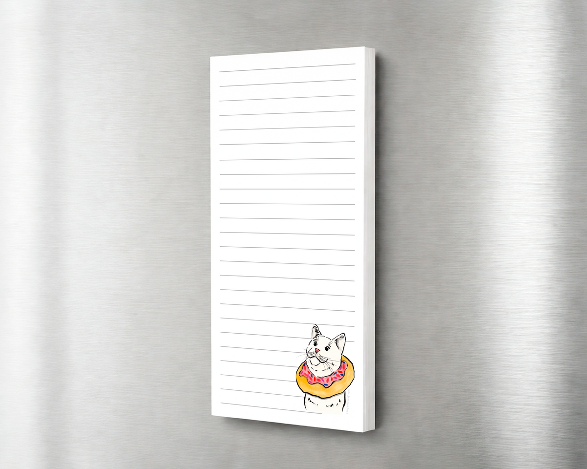 Doughnut Cat -Funny Food Cat Magnetic Fridge Notepad