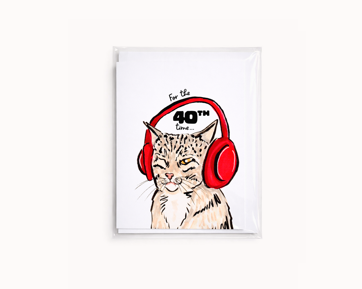 40th Birthday- Cat Lover Funny Animal Card