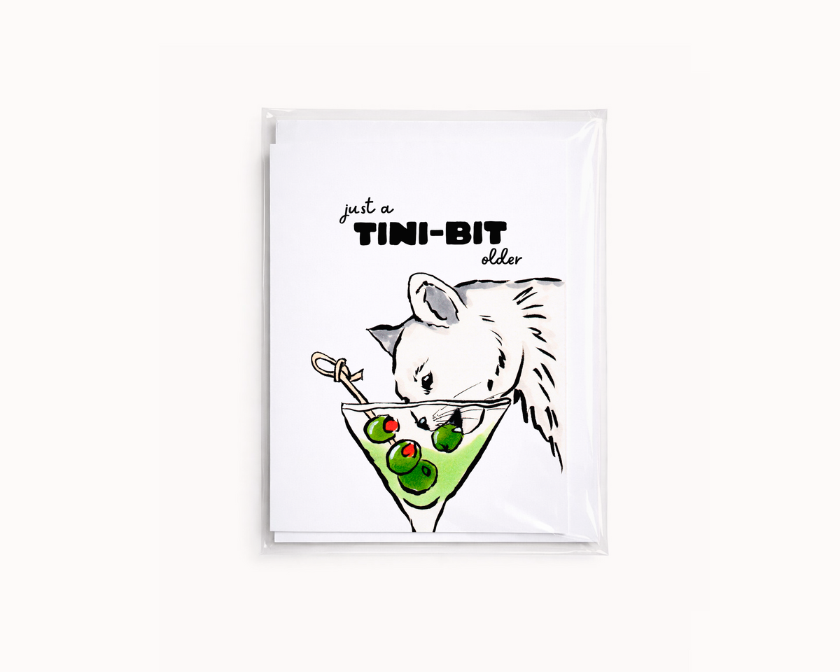 Martini Cat- Drink Pun Cat Lover Birthday Card