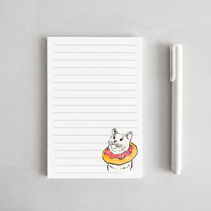Doughnut Cat -Funny Food Cat Magnetic Fridge Notepad