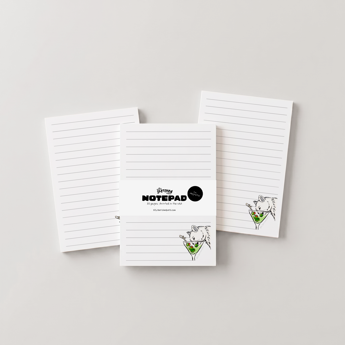 Martini Cat -Funny Cat Magnetic Fridge Notepad