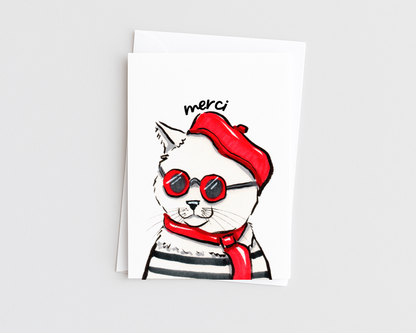 Merci Cat - Funny Cat Pun Thank You Card