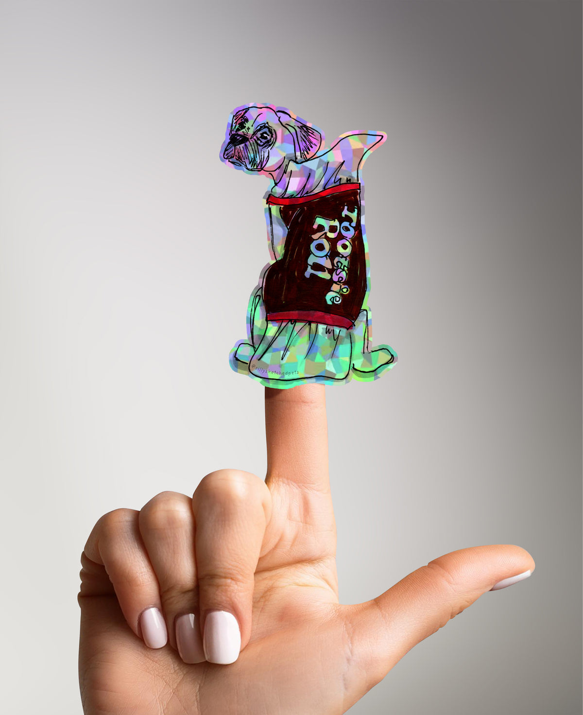 Tootsie Roll - Funny Dog Holographic Sticker