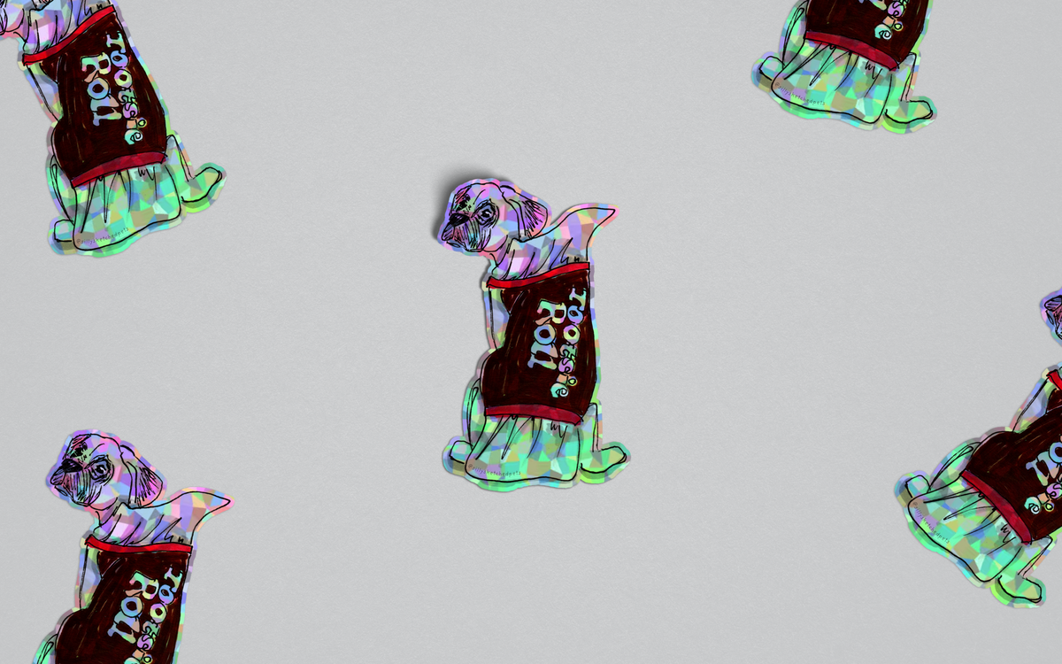Tootsie Roll - Funny Dog Holographic Sticker