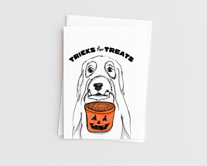 Tricks for Treats - Ghost Dog Halloween Card