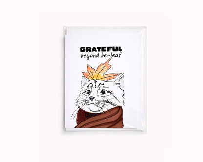 Grateful Beyond Be-leaf - Dog and Fall Pun Thanksgiving Card