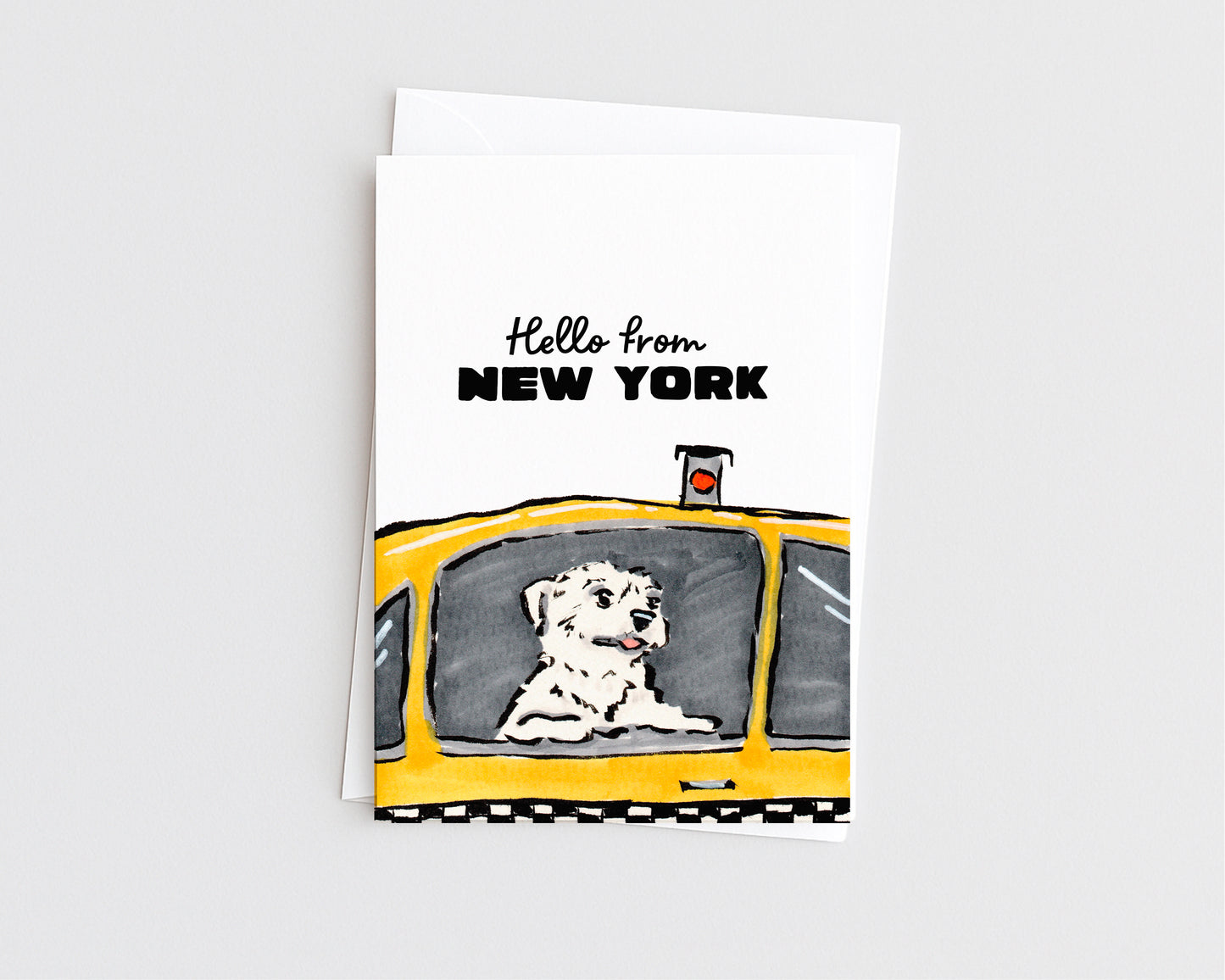 Hello from NY- Taxi Dog Funny Card