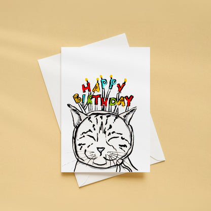 Candle Cat Funny Birthday Greeting Card