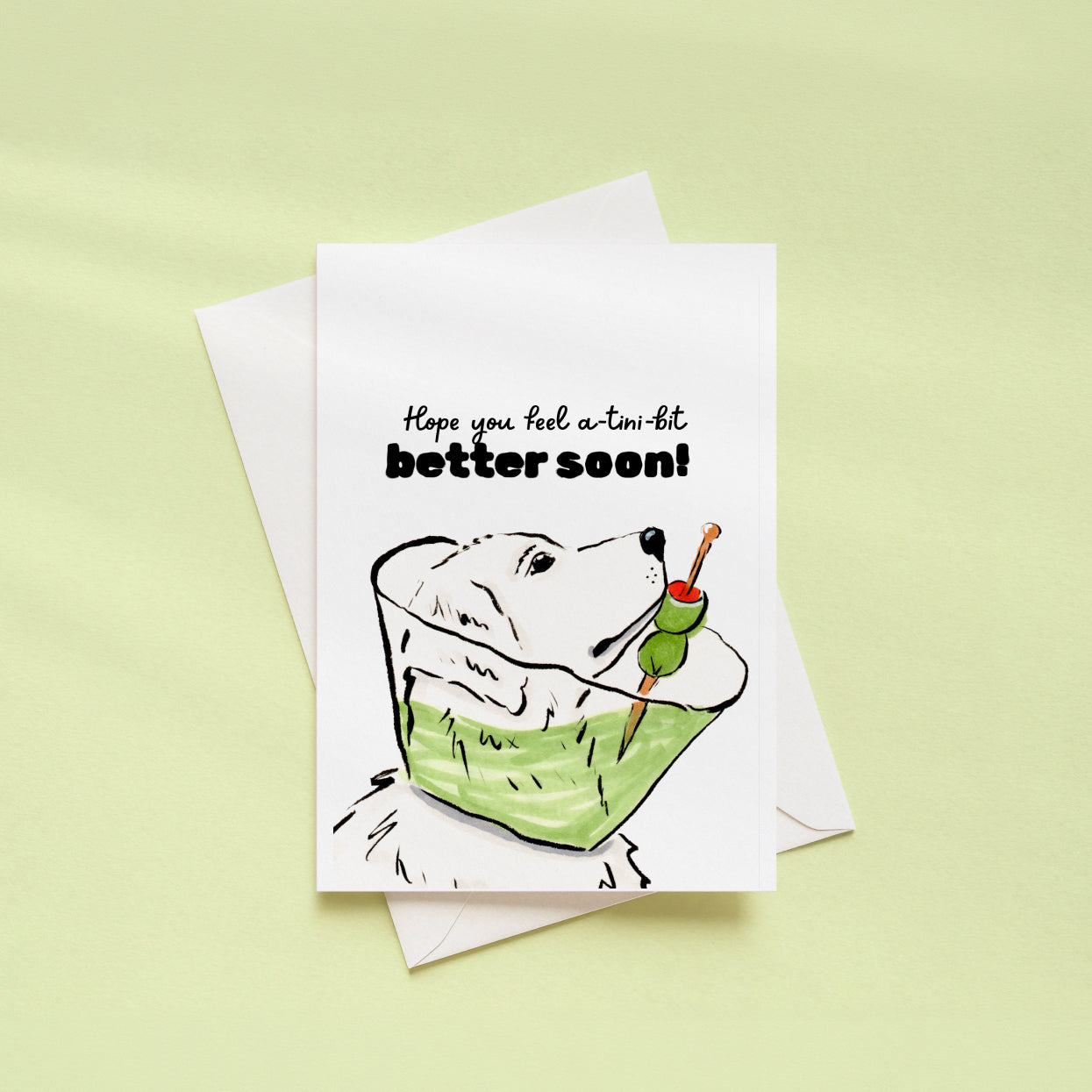 "Feel a-tini-bit Better Soon" Funny Dog Get Well Greeting Card