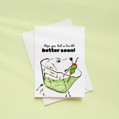 "Feel a-tini-bit Better Soon" Funny Dog Get Well Greeting Card
