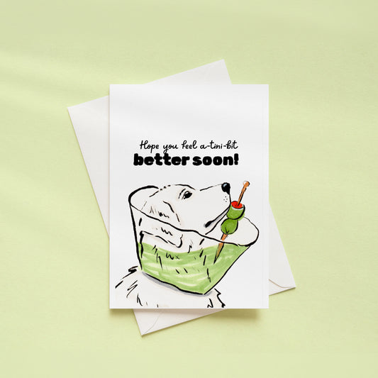 "Feel a-tini-bit Better Soon" Funny Dog Get Well Greeting Card