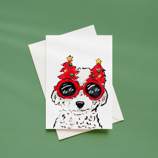 "Ho Ho Ho" Dog Holiday Greeting Card
