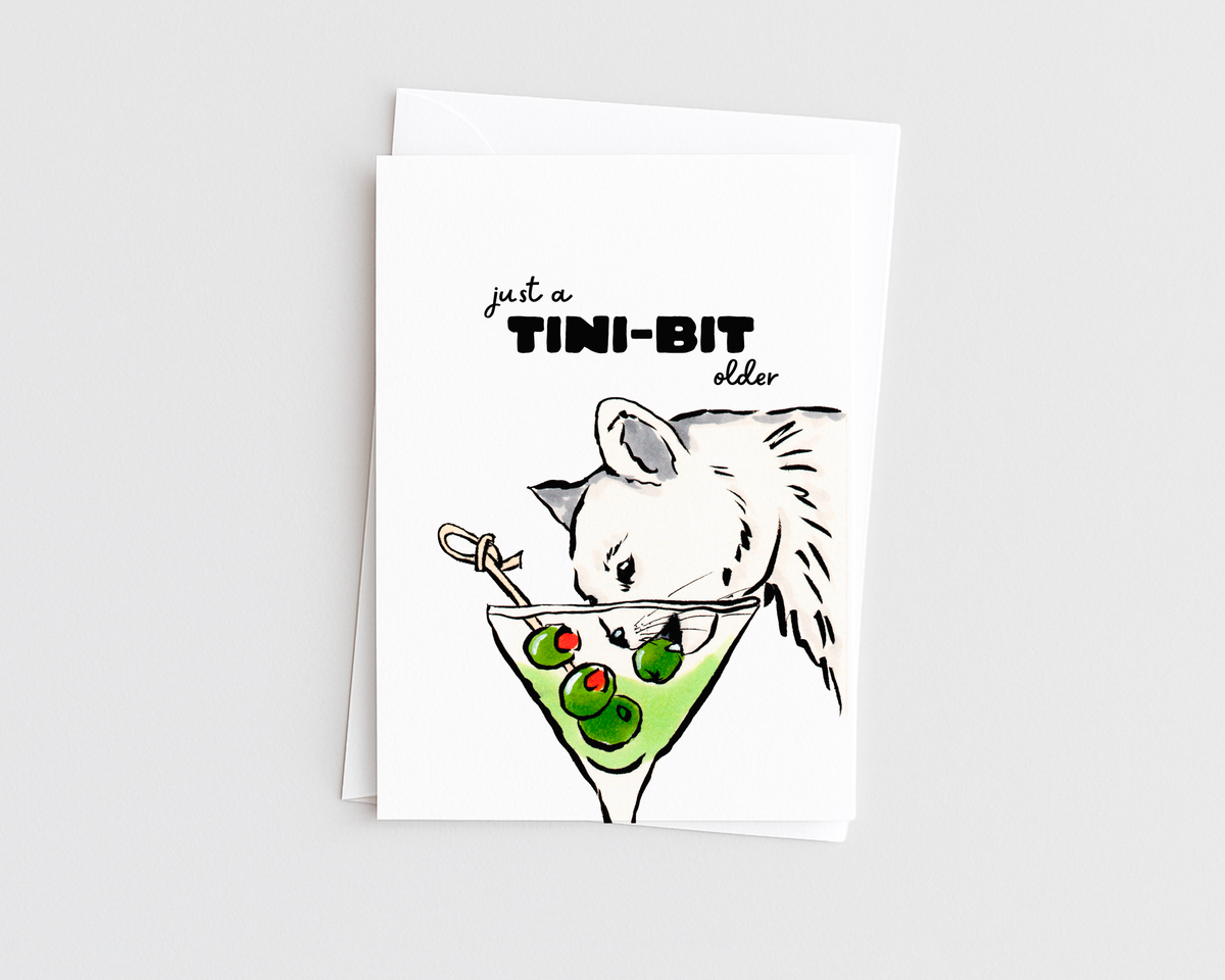 Martini Cat- Drink Pun Cat Lover Birthday Card