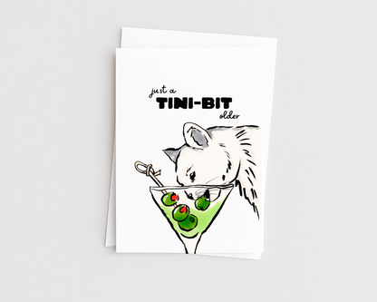 Martini Cat- Drink Pun Cat Lover Birthday Card