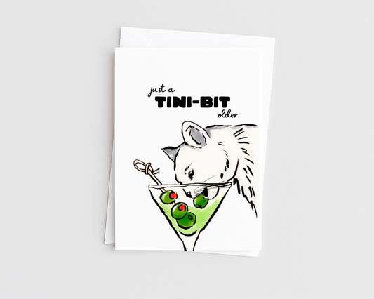 Martini Cat- Drink Pun Cat Lover Birthday Card