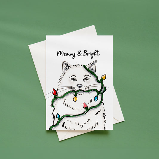 "Meowy & Bright" Christmas Greeting Card