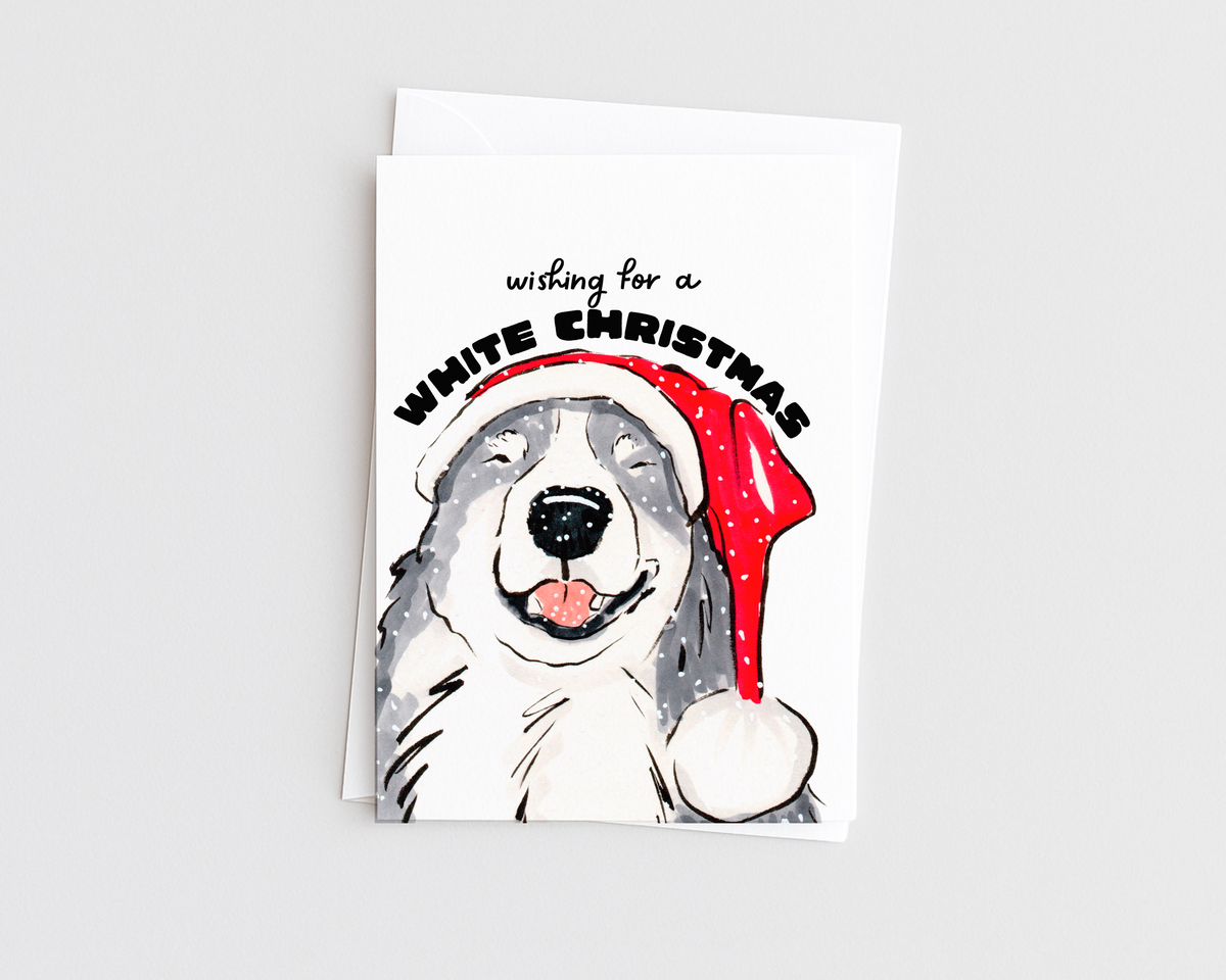 White Christmas- Dog Husky Pun Holiday Card
