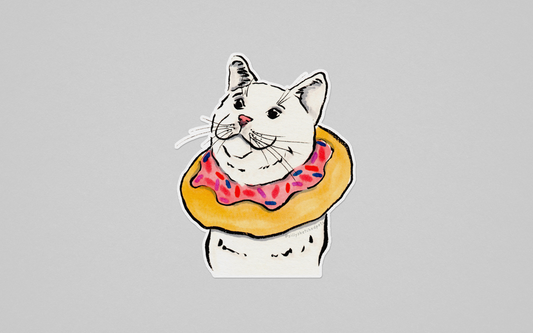 Doughnut Cat Funny Food Sticker