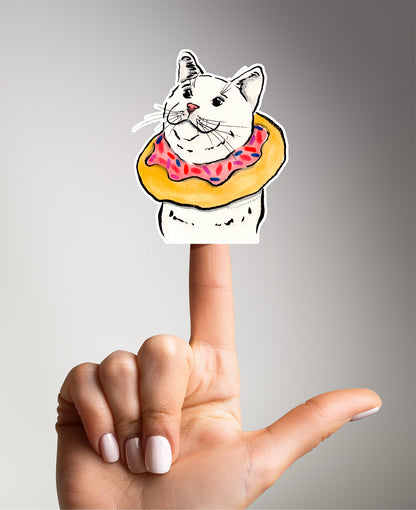 Doughnut Cat Funny Food Sticker