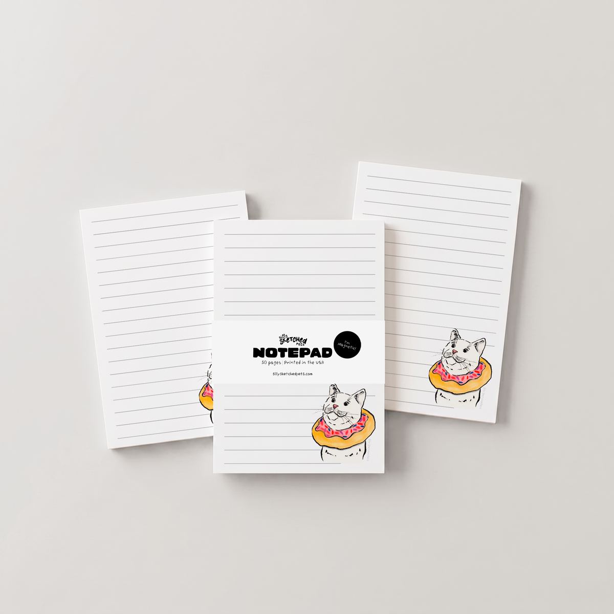 Doughnut Cat -Funny Food Cat Magnetic Fridge Notepad