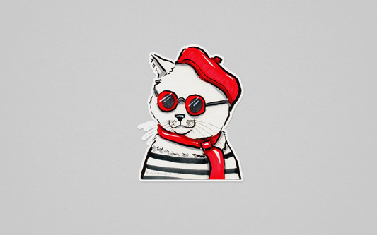 French Cat Funny Sticker