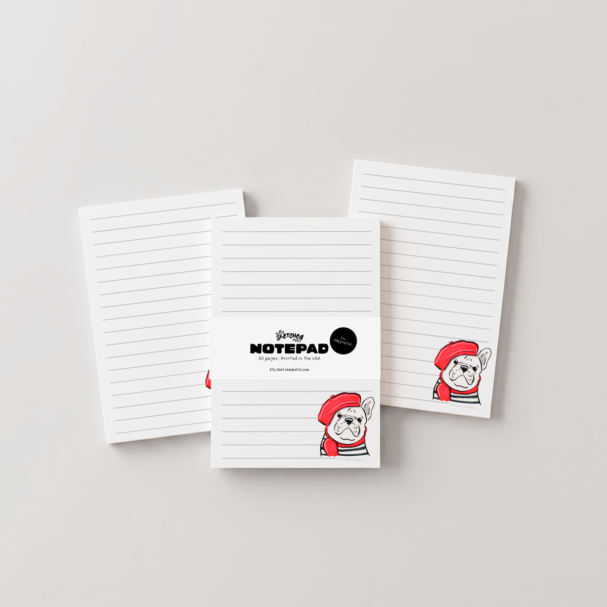 French Frenchie -Cute Dog Magnetic Fridge Notepad