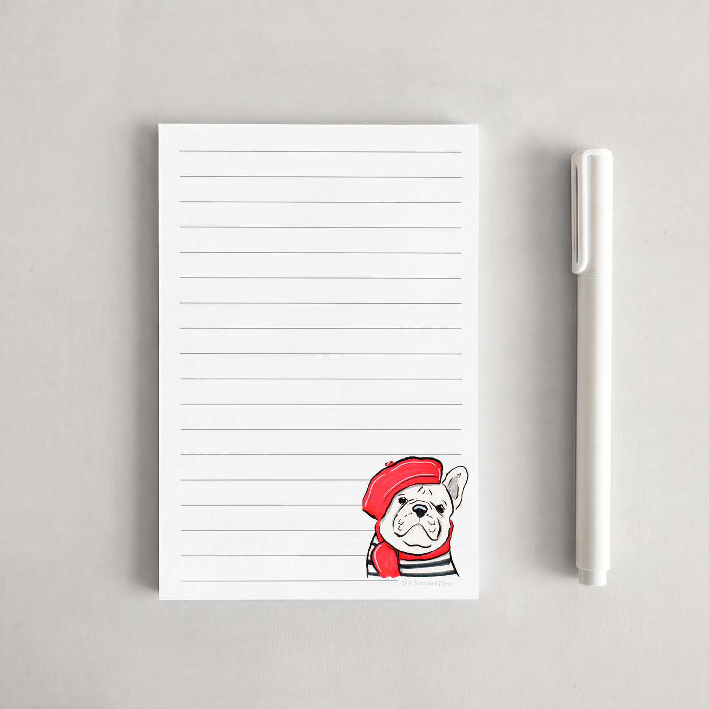 French Frenchie -Cute Dog Magnetic Fridge Notepad