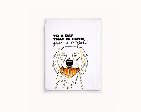 Golden & Delightful - Dog and Food Pun Birthday Card