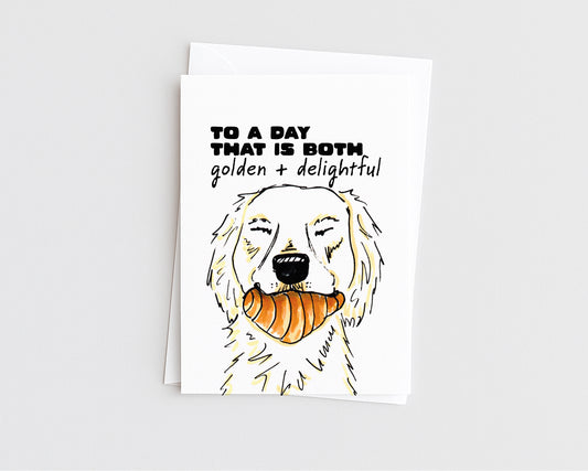 Golden & Delightful - Dog and Food Pun Birthday Card