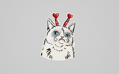 Grumpy Love Cat Funny Sticker