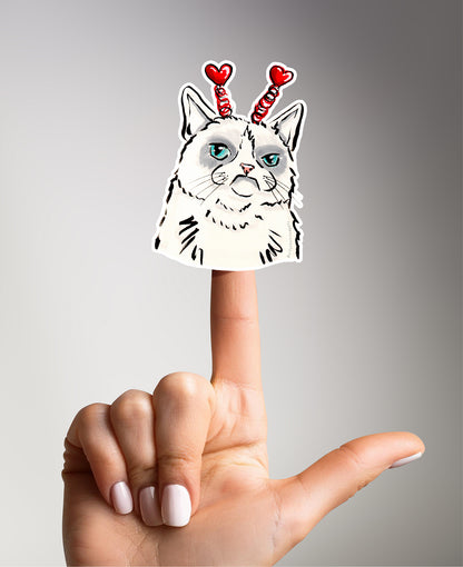 Grumpy Love Cat Funny Sticker
