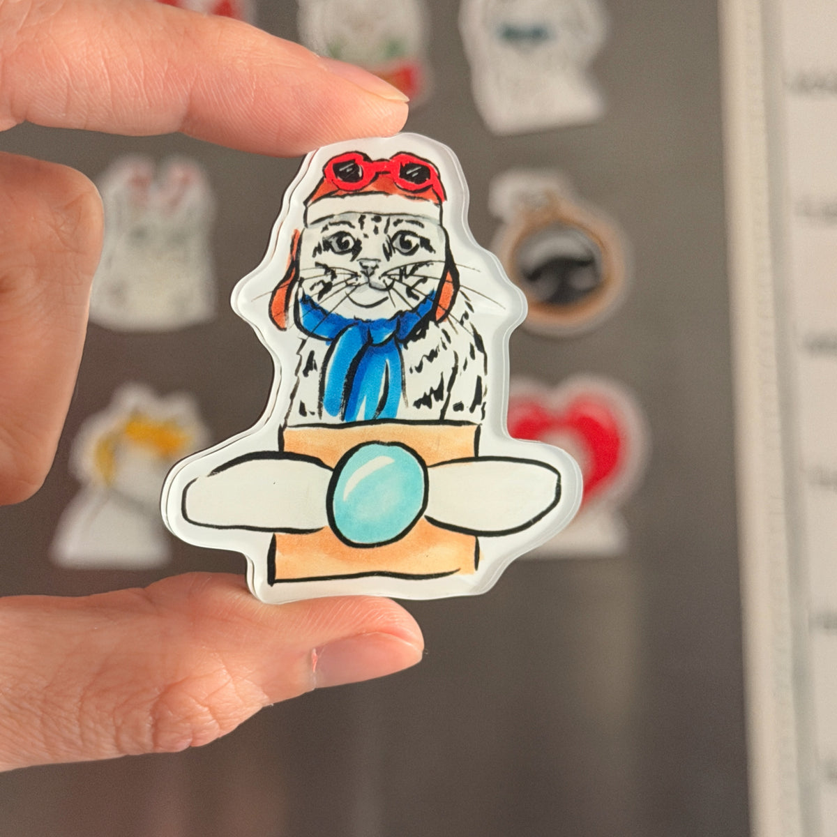 Airplane Cat, Funny Cute Cat Fridge Magnet