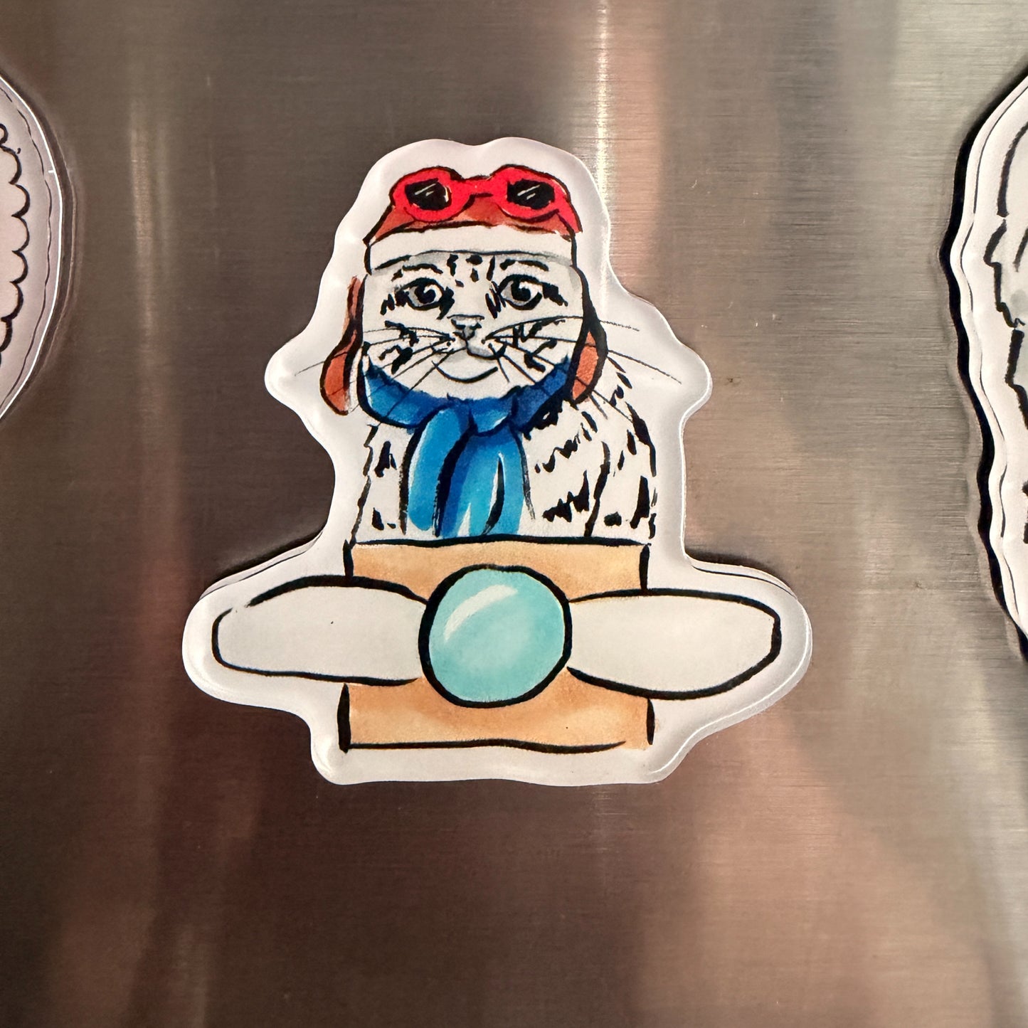 Airplane Cat, Funny Cute Cat Fridge Magnet