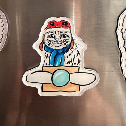 Airplane Cat, Funny Cute Cat Fridge Magnet