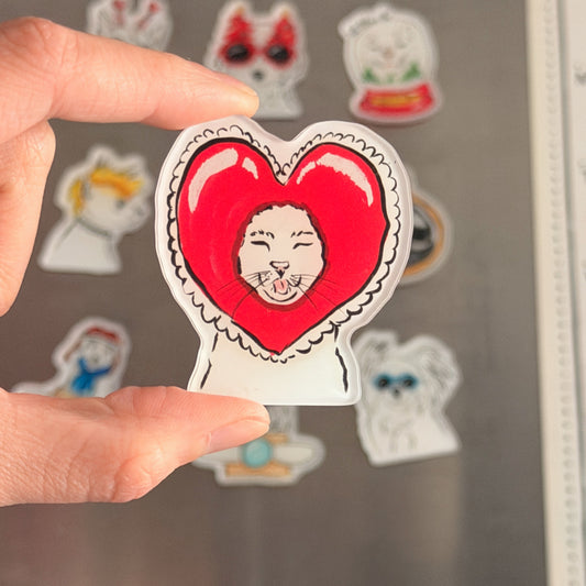 Heart Cat, Funny Cute Cat Fridge Magnet