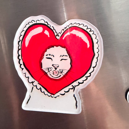 Heart Cat, Funny Cute Cat Fridge Magnet