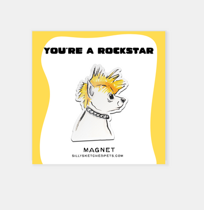 Rockstar, Funny Dog Fridge Magnet