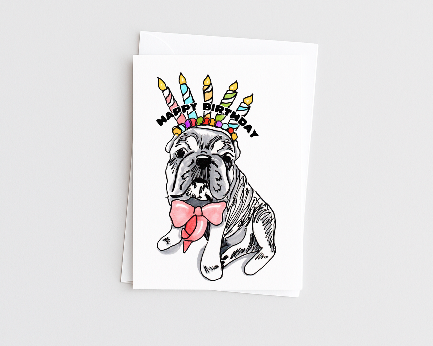 Happy Birthday Cute Bulldog Card