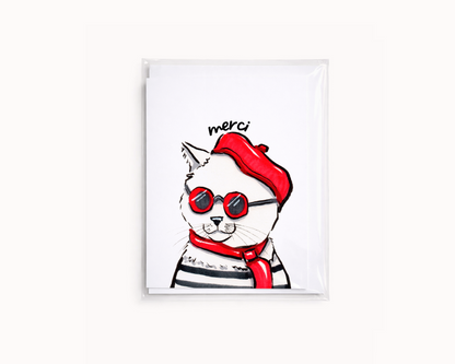 Merci Cat - Funny Cat Pun Thank You Card