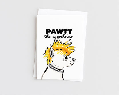 Pawty Like A Rockstar - Funny Chihuahua Dog Birthday Card