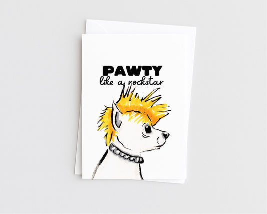 Pawty Like A Rockstar - Funny Chihuahua Dog Birthday Card