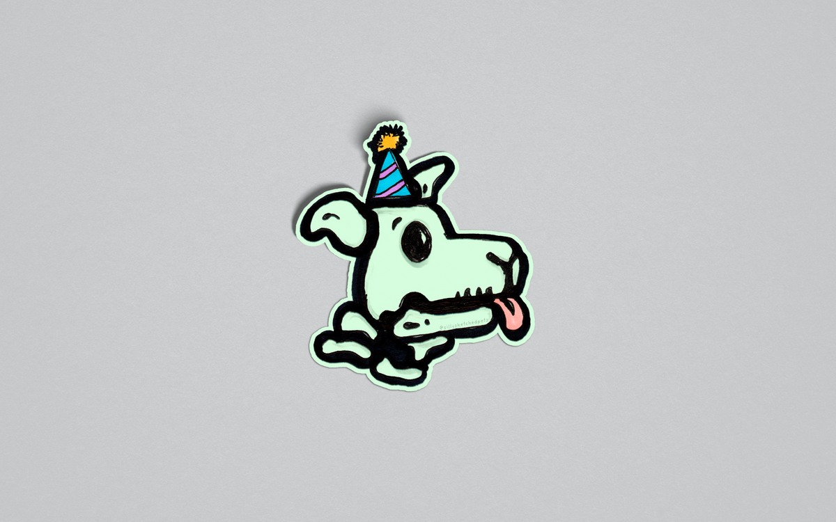 Skeleton Dog- Funny Dog Glow in the Dark Sticker