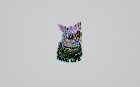 Thug Life - Funny Cat Holographic Sticker