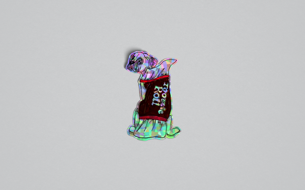 Tootsie Roll - Funny Dog Holographic Sticker