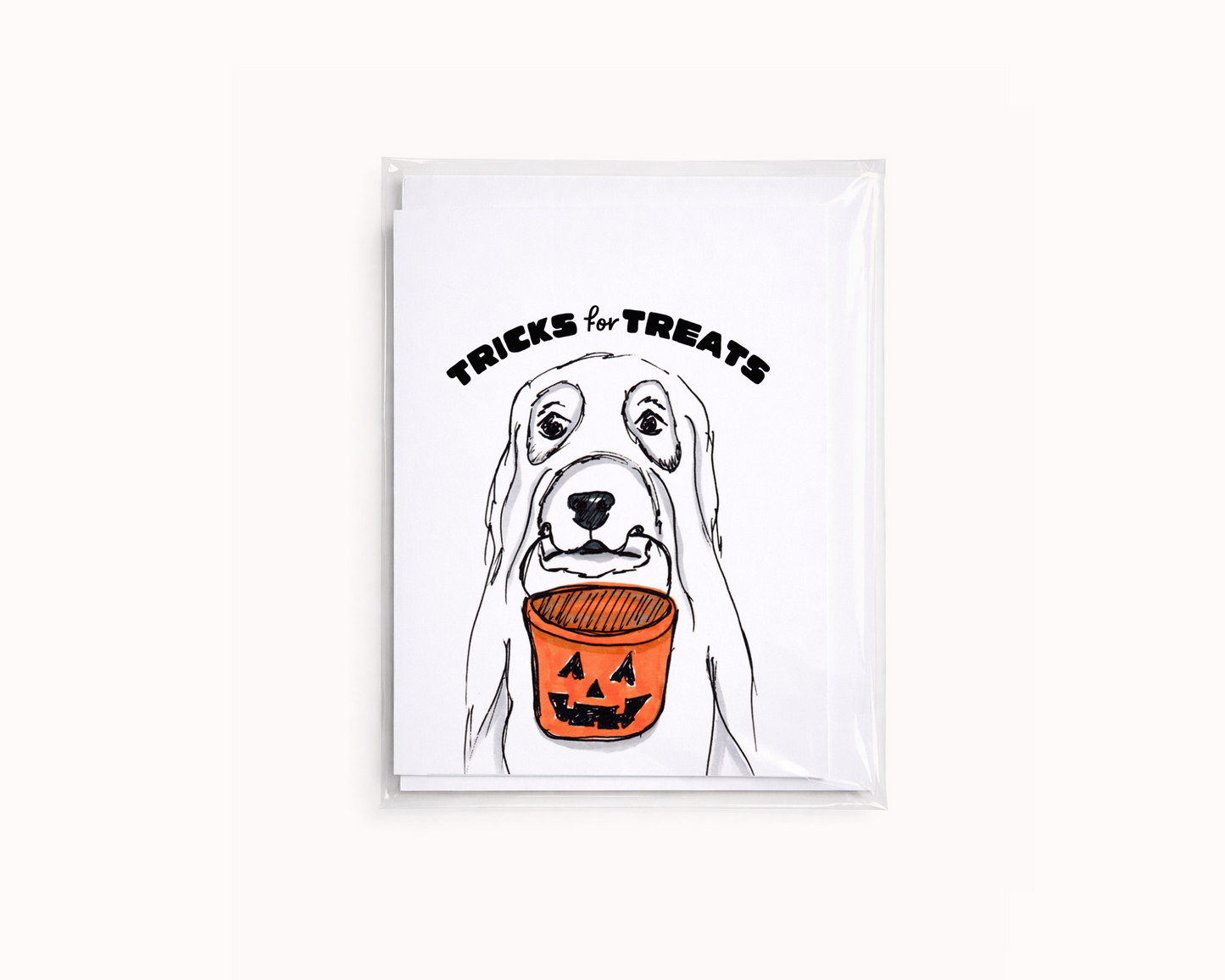 Tricks for Treats - Ghost Dog Halloween Card